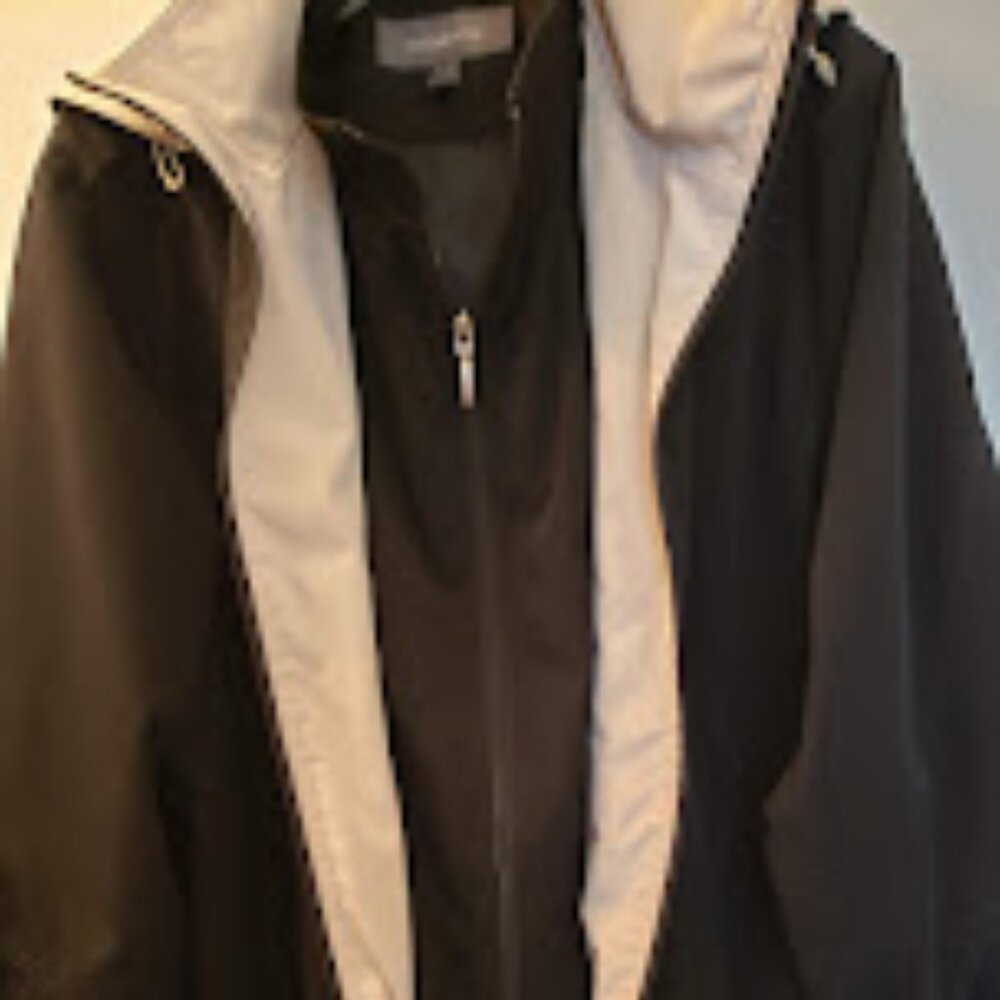 Liz Claiborne Andrea Cool Weather Jacket Blk & Tan w/Removeable Hood Size: XL